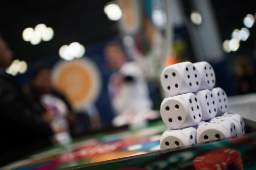 Atlantic City, one of the hundreds of booths at the New York Times Travel Show in Manhattan, offers its visitors a chance to try their luck for prizes and convention swag at the Jacob Javits conference center in Manhattan. (Jan 23, 2015) Photo by Nancy Borowick